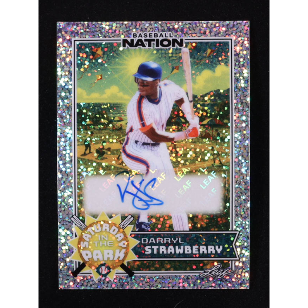 Darryl Strawberry 2025 Leaf Baseball Nation Saturday in the Park Autographs Silver Sparkle #SAOS2 #1/15 at PristineAuction.com