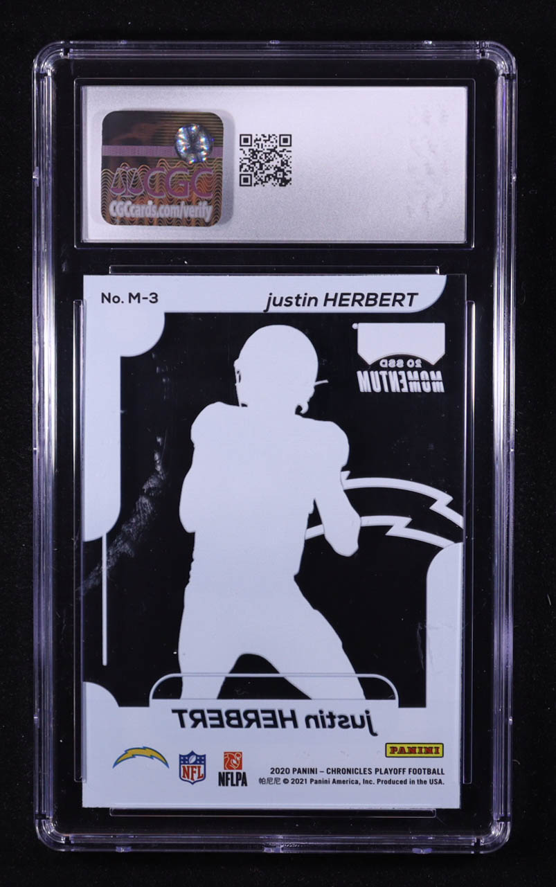 Justin Herbert 2020 Panini Chronicles Playoff Momentum #M-3 RC (CGC 10) at PristineAuction.com Justin Herbert 2020 Panini Chronicles Playoff Momentum #M-3 RC (CGC 10) at PristineAuction.com