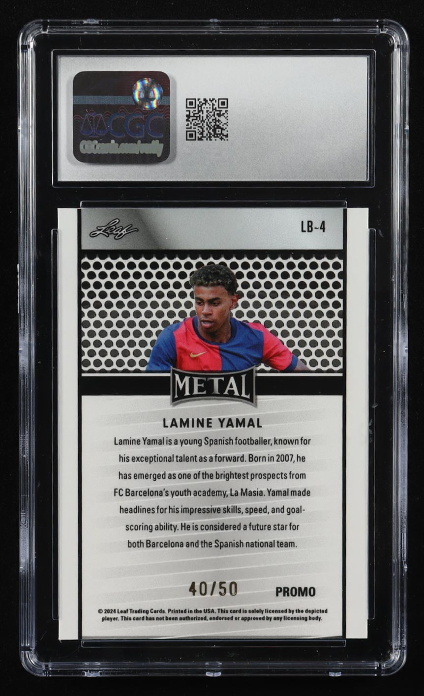 Lamine Yamal 2024 Leaf Collective Promo Leaf Shimmer Green #LB4 #40/50 (CGC 10) at PristineAuction.com Lamine Yamal 2024 Leaf Collective Promo Leaf Shimmer Green #LB4 #40/50 (CGC 10) at PristineAuction.com