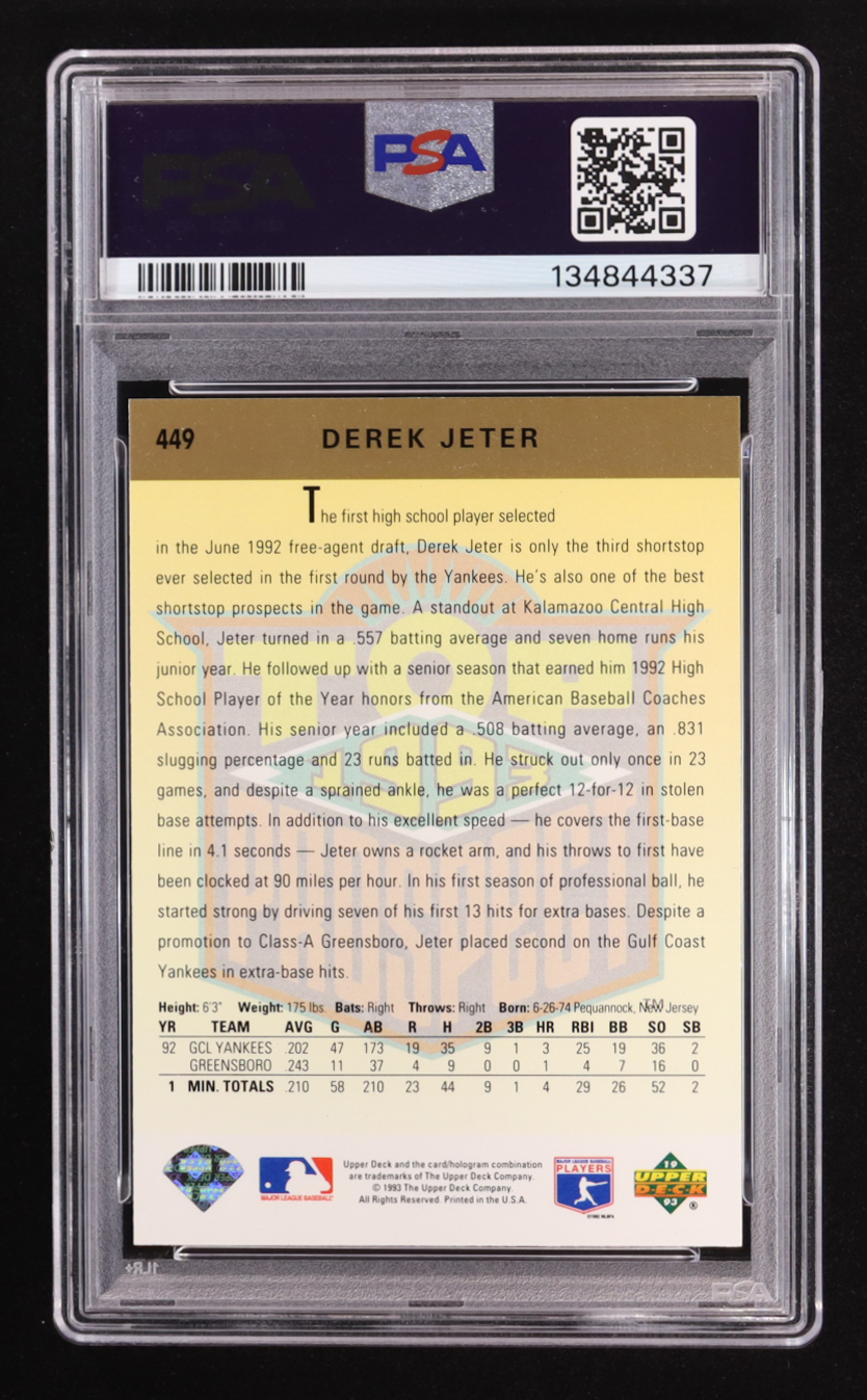 Derek Jeter 1993 Upper Deck #449 RC (PSA 8) at PristineAuction.com Derek Jeter 1993 Upper Deck #449 RC (PSA 8) at PristineAuction.com
