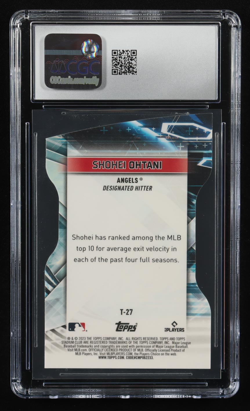 Shohei Ohtani 2023 Stadium Club Triumvirates #T27 (CGC 10) at PristineAuction.com Shohei Ohtani 2023 Stadium Club Triumvirates #T27 (CGC 10) at PristineAuction.com