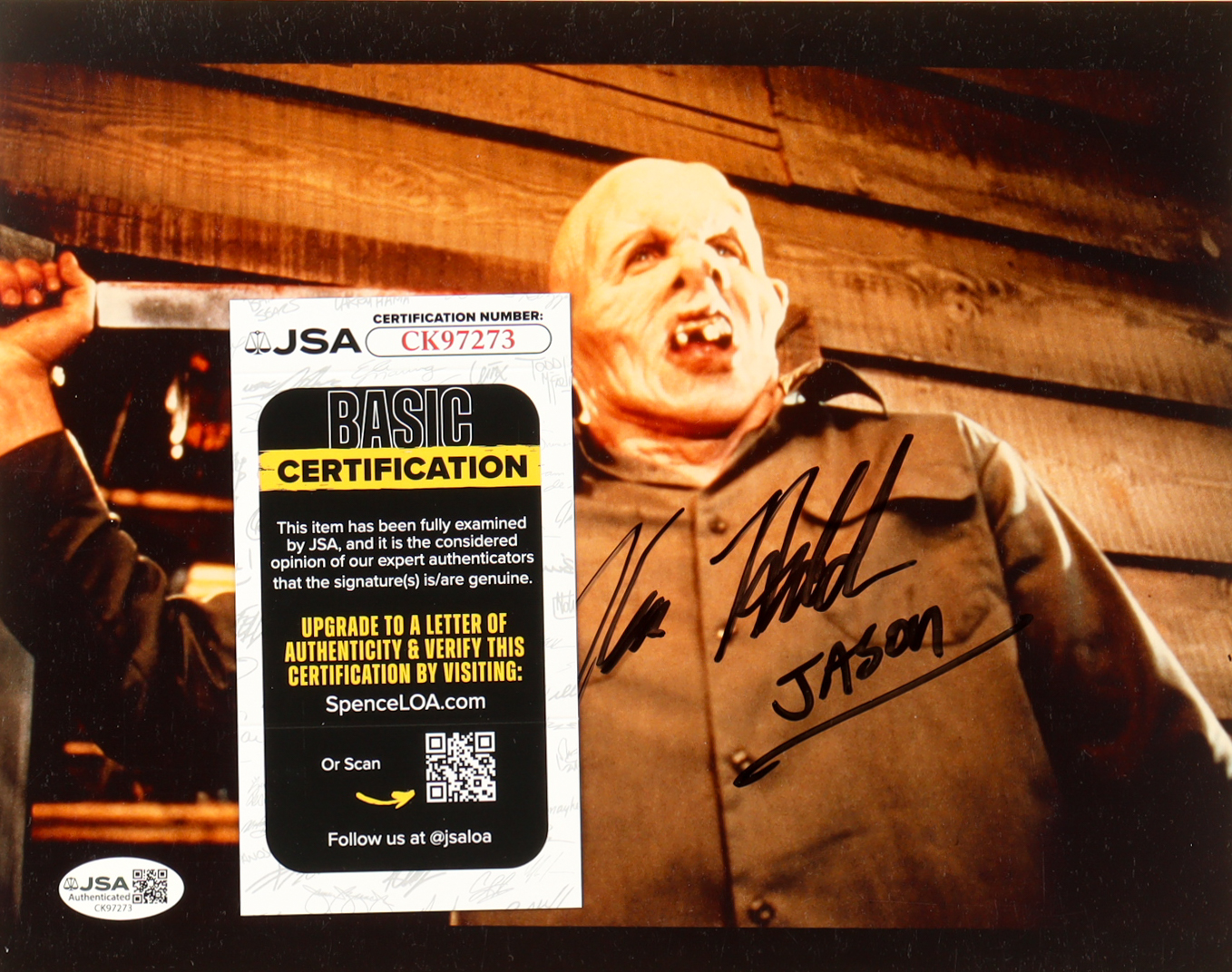 Kane Hodder Signed "Friday the 13th" 8x10 Photo Inscribed "Jason" (JSA) at PristineAuction.com Kane Hodder Signed "Friday the 13th" 8x10 Photo Inscribed "Jason" (JSA) at PristineAuction.com