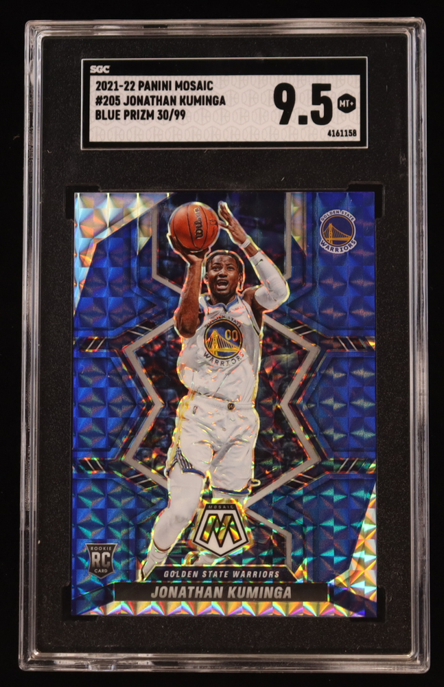 Jonathan Kuminga 2021-22 Panini Mosaic Mosaic Blue #205 #30/99 RC (SGC 9.5) at PristineAuction.com Jonathan Kuminga 2021-22 Panini Mosaic Mosaic Blue #205 #30/99 RC (SGC 9.5) at PristineAuction.com