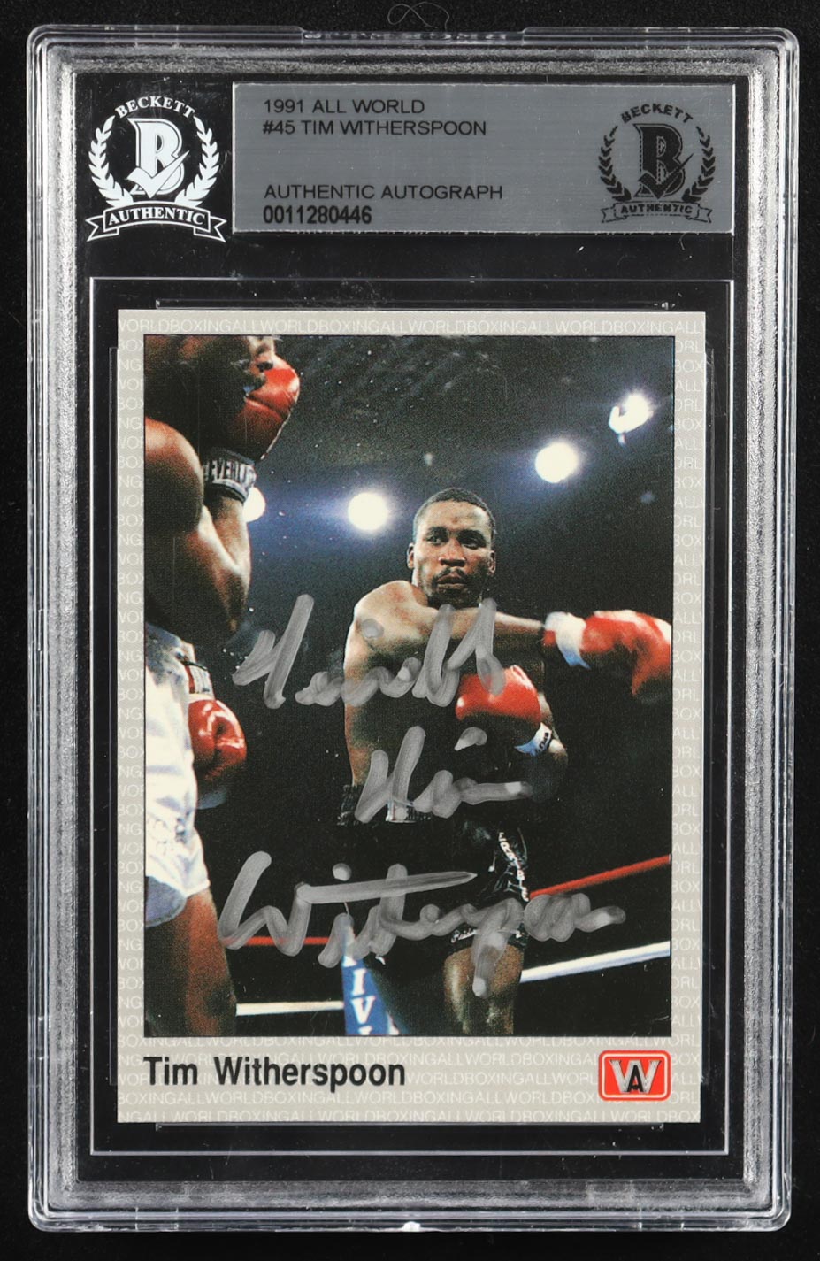 "Terrible" Tim Witherspoon Signed 1991 All World #45 (BGS Encapsulated) at PristineAuction.com "Terrible" Tim Witherspoon Signed 1991 All World #45 (BGS Encapsulated) at PristineAuction.com