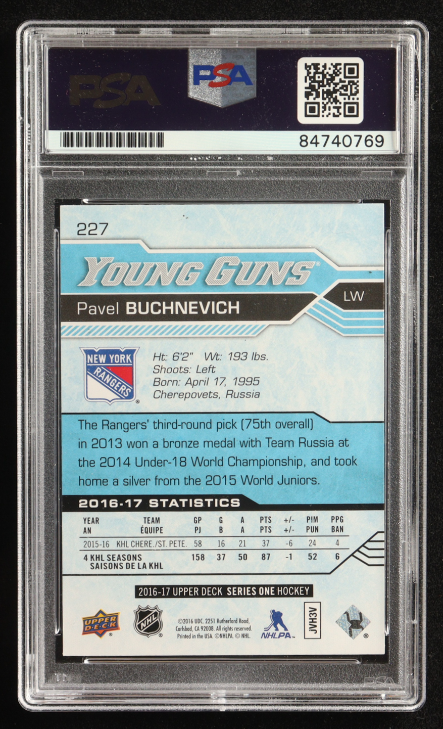Pavel Buchnevich Signed 2016-17 Upper Deck Young Guns YG #227 (PSA | Autograph Graded PSA 10) at PristineAuction.com Pavel Buchnevich Signed 2016-17 Upper Deck Young Guns YG #227 (PSA | Autograph Graded PSA 10) at PristineAuction.com