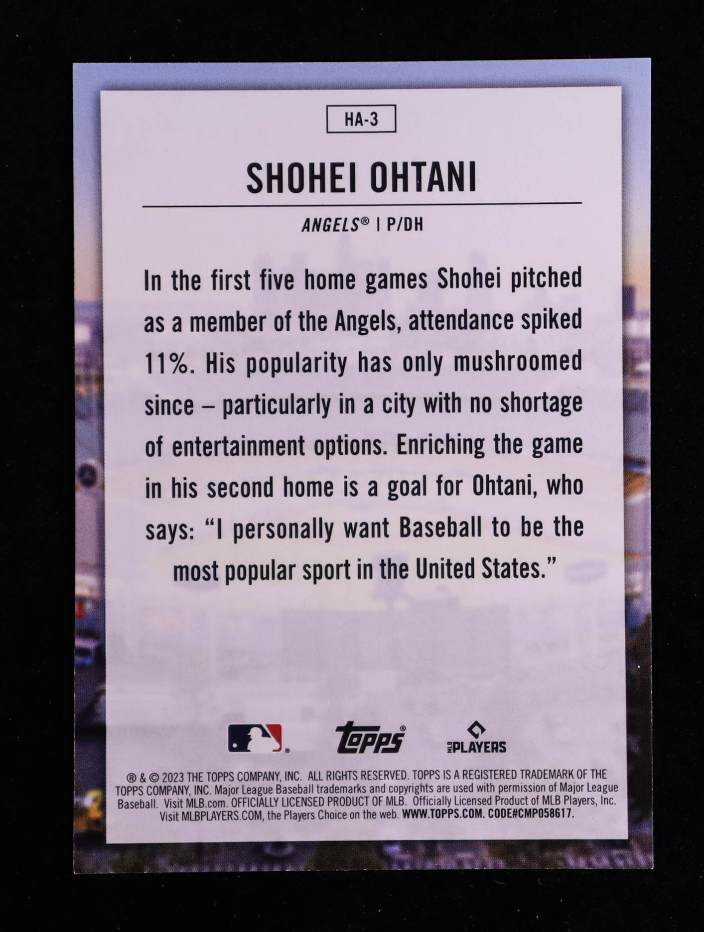 Shohei Ohtani 2023 Topps Home Field Advantage #HA3 at PristineAuction.com Shohei Ohtani 2023 Topps Home Field Advantage #HA3 at PristineAuction.com