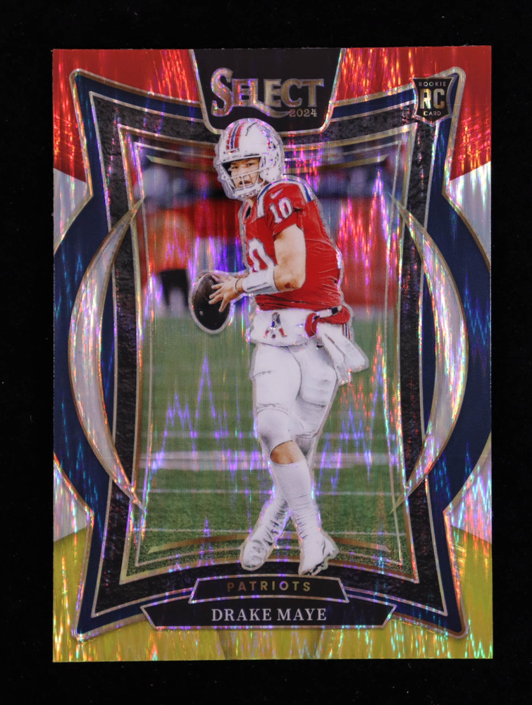 Drake Maye 2024 Select Prizm Red and Yellow Shock #27 RC