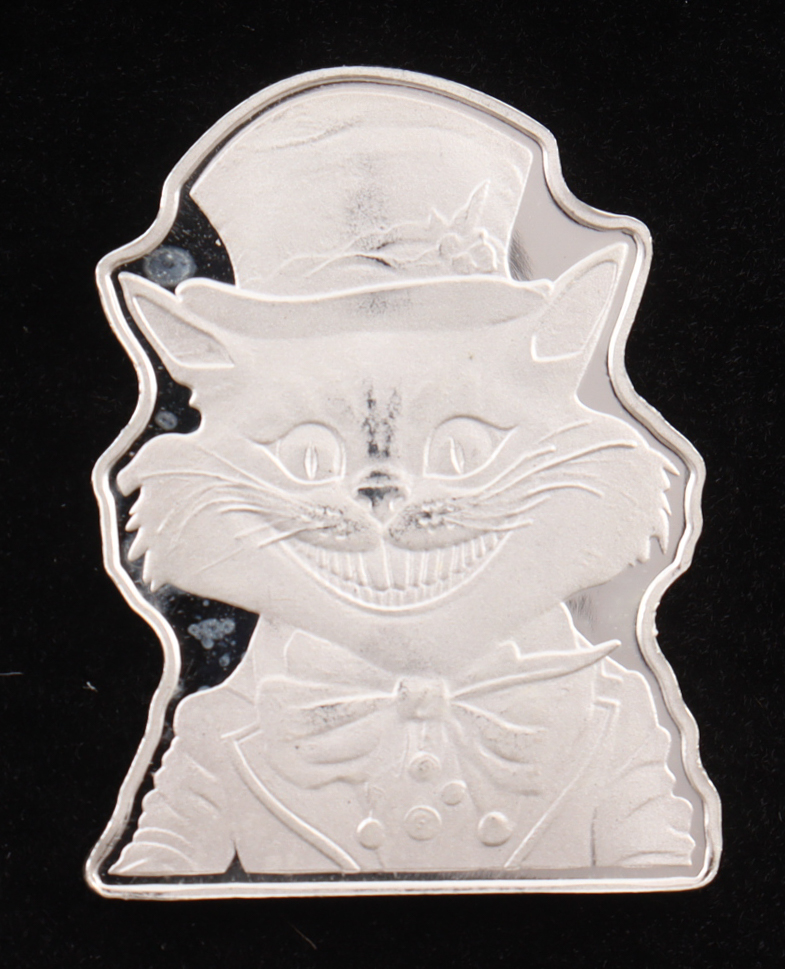 5 Gram .999 Fine Silver Cheshire Cat Bullion Art Bar at PristineAuction.com 5 Gram .999 Fine Silver Cheshire Cat Bullion Art Bar at PristineAuction.com