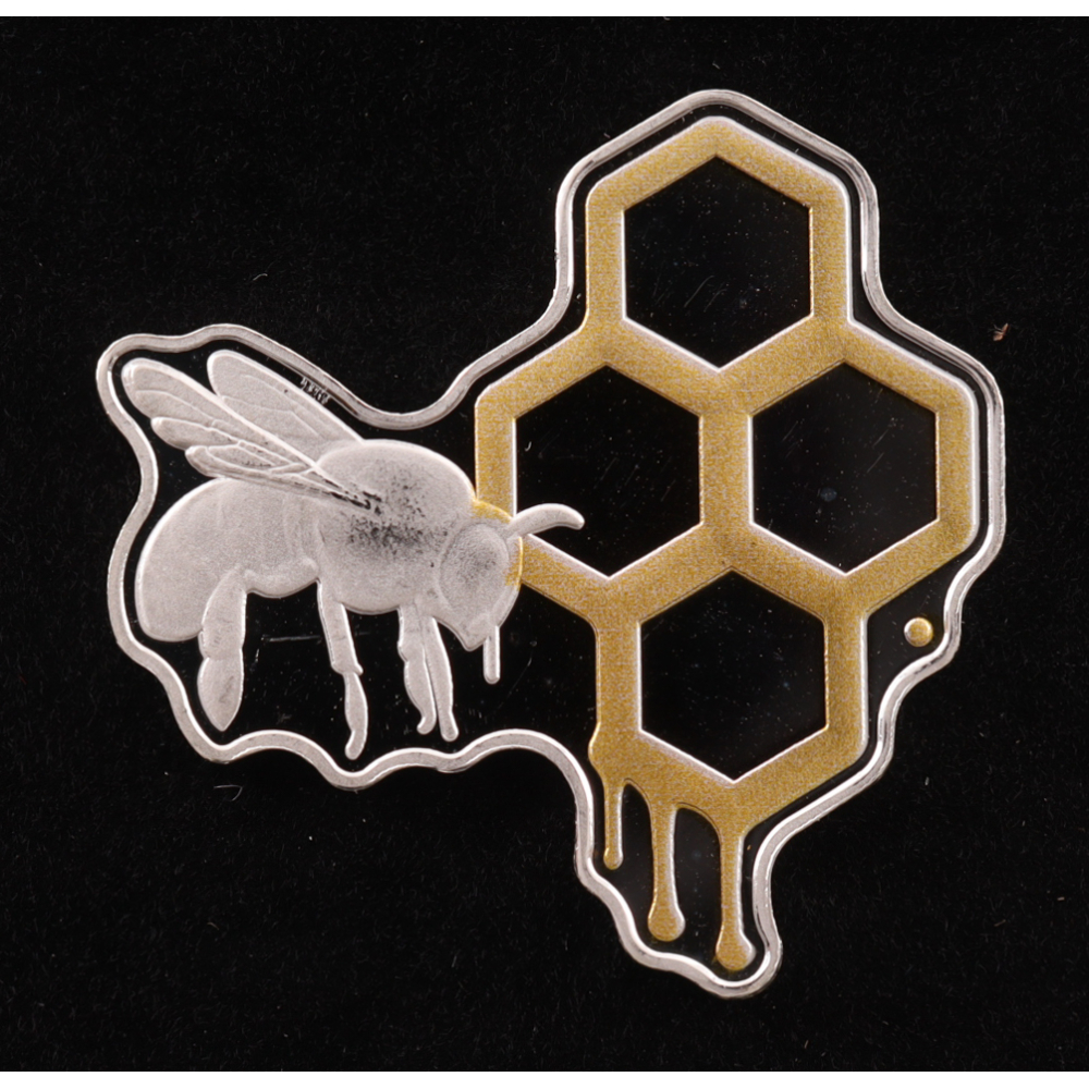 5 Gram .999 Fine Silver Gold Gilt Bee Bullion Art Bar at PristineAuction.com