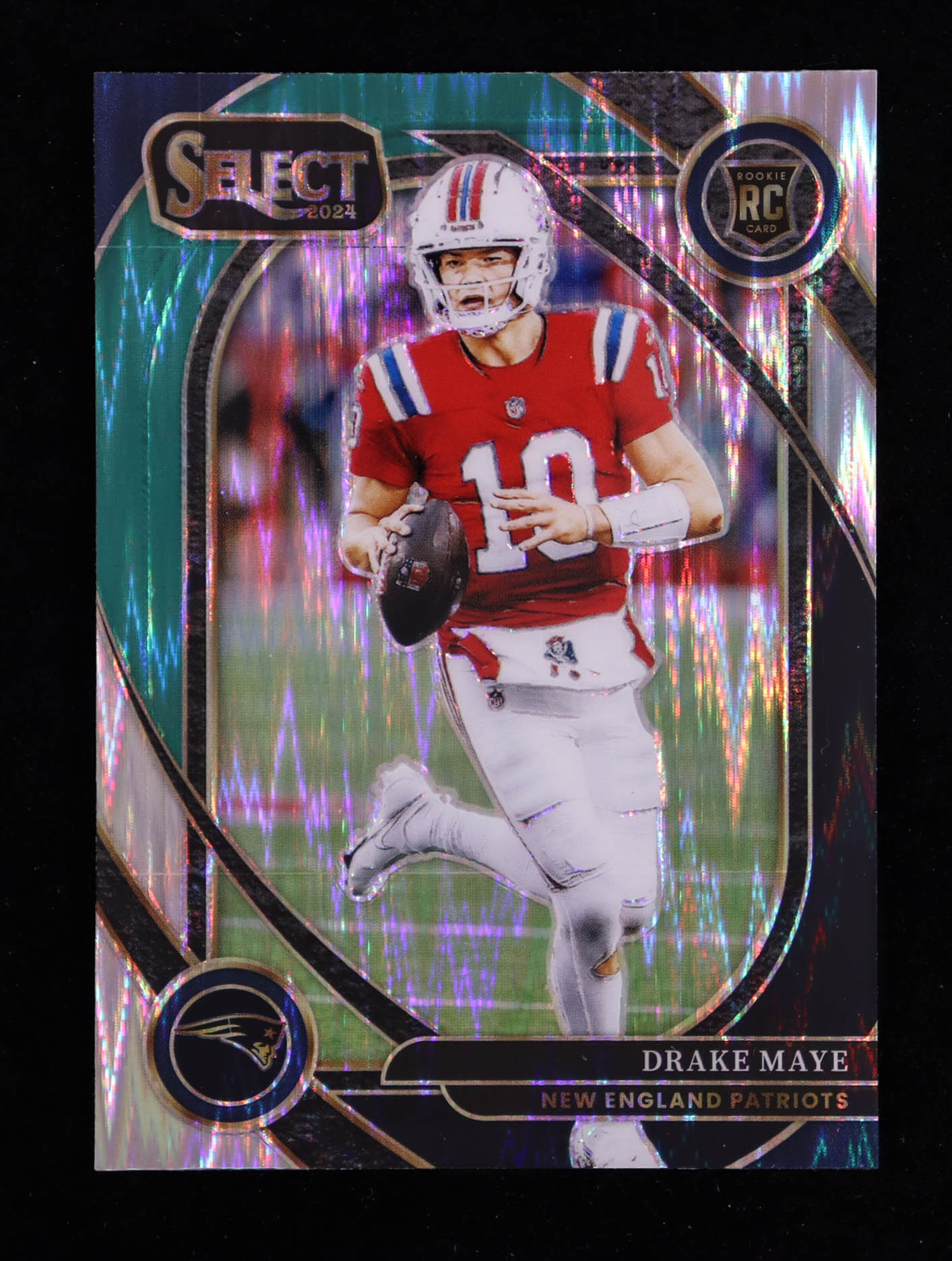 Drake Maye 2024 Select Prizm Black and Green Shock #218 RC at PristineAuction.com Drake Maye 2024 Select Prizm Black and Green Shock #218 RC at PristineAuction.com