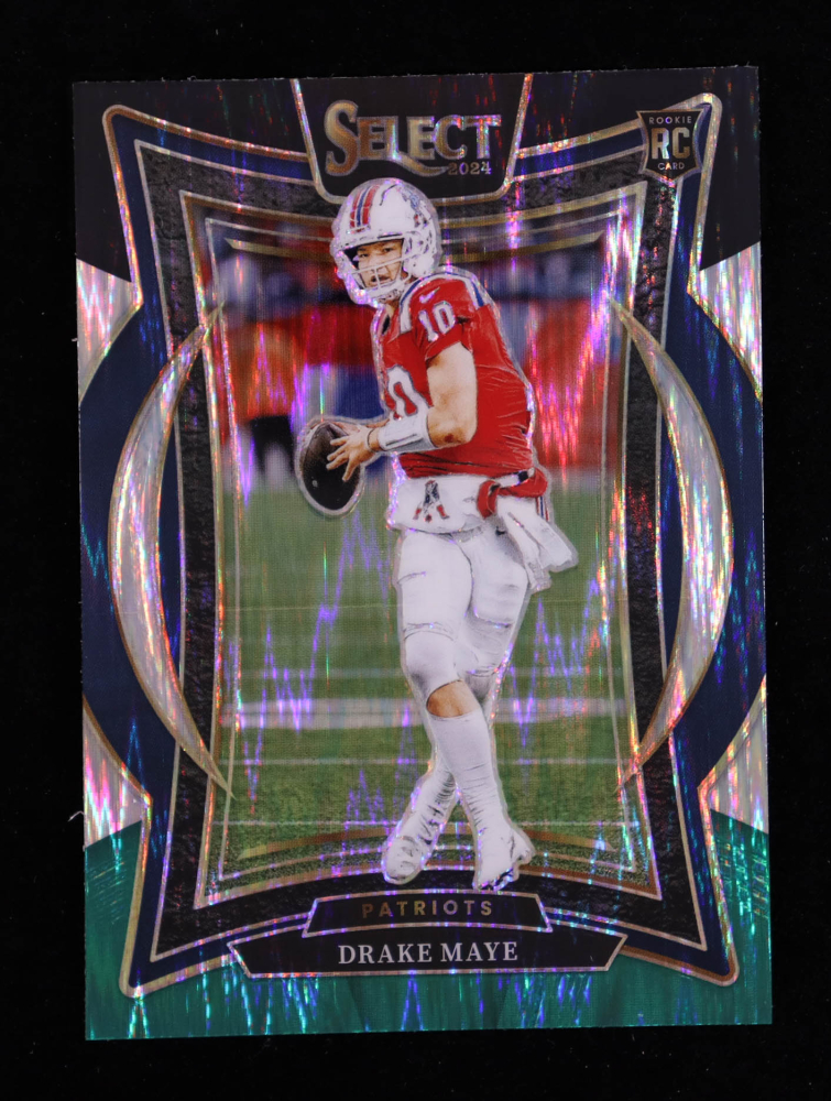 Drake Maye 2024 Select Prizm Black and Green Shock #27 RC