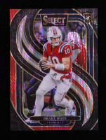 Drake Maye 2024 Select Prizm Black and Red Shock #113 RC at PristineAuction.com