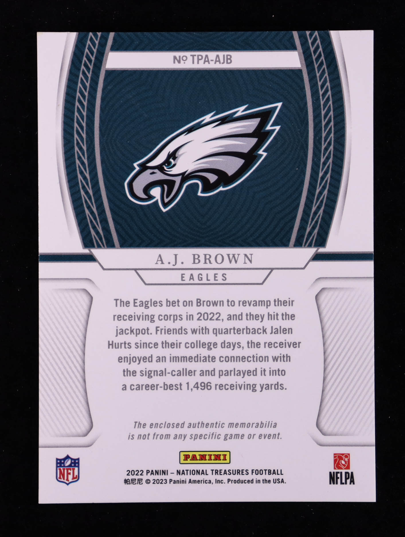 A.J. Brown 2022 Panini National Treasures Treasured Patches Holo Silver #37 #05/25 at PristineAuction.com A.J. Brown 2022 Panini National Treasures Treasured Patches Holo Silver #37 #05/25 at PristineAuction.com