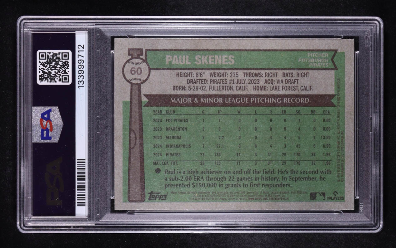 Paul Skenes 2025 Topps Heritage #60 (PSA 9) at PristineAuction.com Paul Skenes 2025 Topps Heritage #60 (PSA 9) at PristineAuction.com
