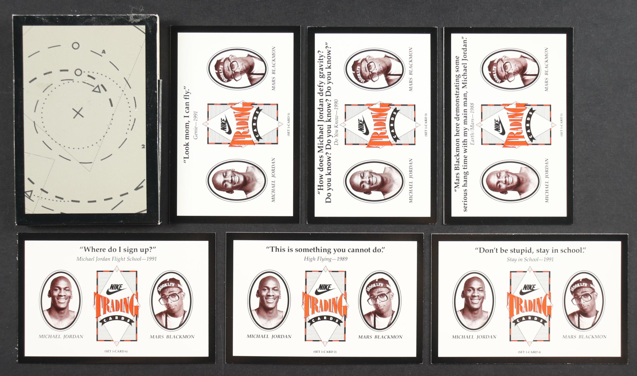 1991 Nike Michael Jordan / Spike Lee Complete Set of (6) Cards at PristineAuction.com 1991 Nike Michael Jordan / Spike Lee Complete Set of (6) Cards at PristineAuction.com