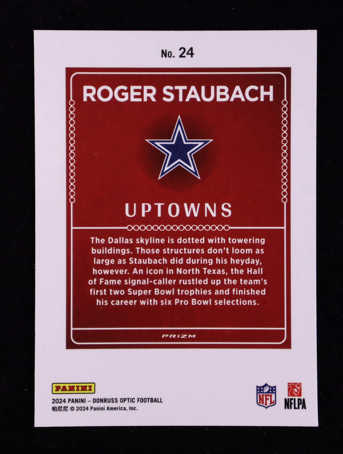 Roger Staubach 2024 Donruss Optic Uptowns #24 at PristineAuction.com Roger Staubach 2024 Donruss Optic Uptowns #24 at PristineAuction.com