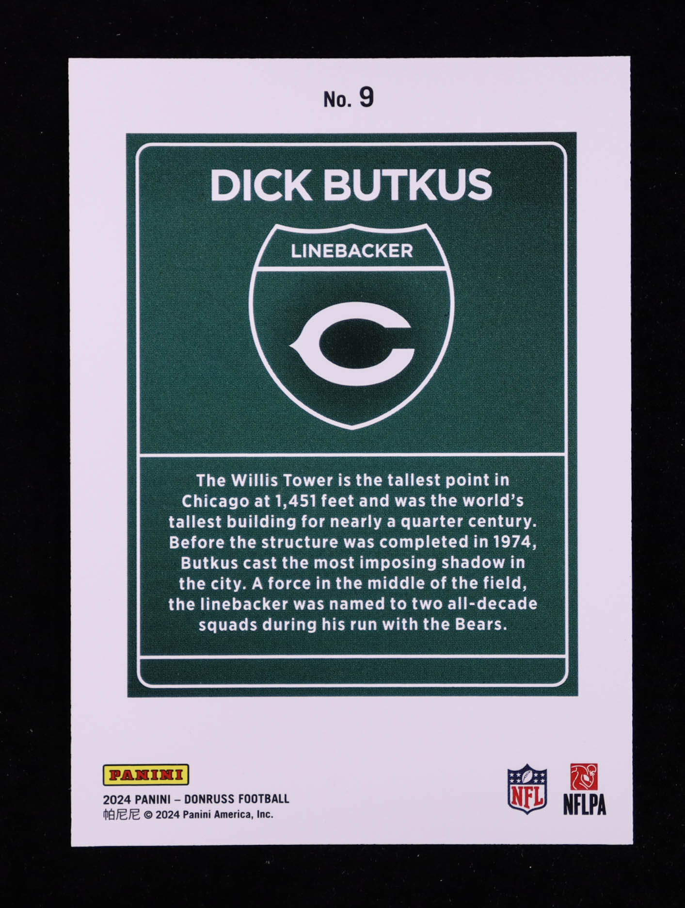 Dick Butkus 2024 Donruss Downtown #9 at PristineAuction.com Dick Butkus 2024 Donruss Downtown #9 at PristineAuction.com