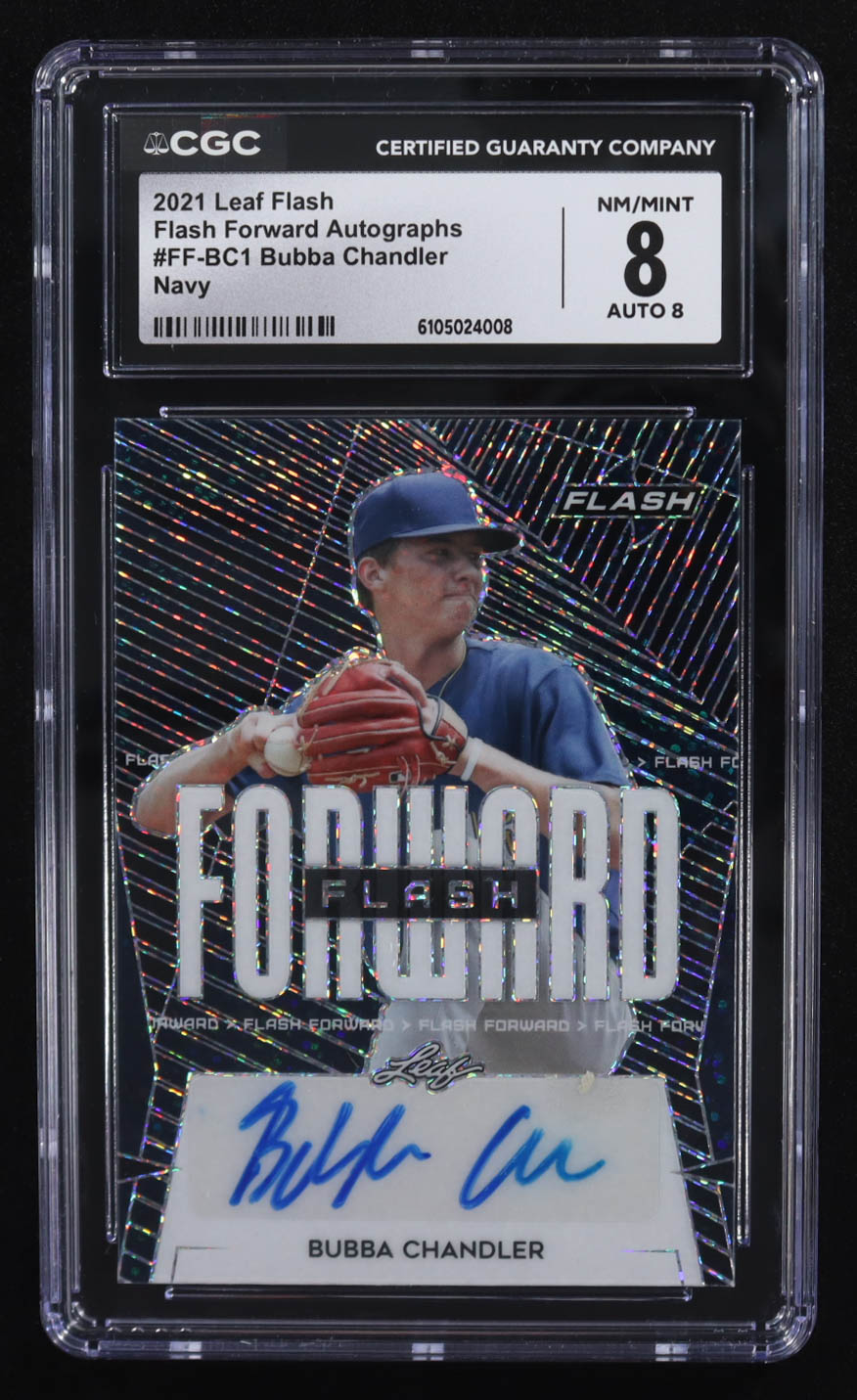 Bubba Chandler 2021 Leaf Flash Flash Forward Autographs Navy #FF-BC1 RC #28/99 (CGC 8 | Autograph Graded CGC 8) at PristineAuction.com Bubba Chandler 2021 Leaf Flash Flash Forward Autographs Navy #FF-BC1 RC #28/99 (CGC 8 | Autograph Graded CGC 8) at PristineAuction.com