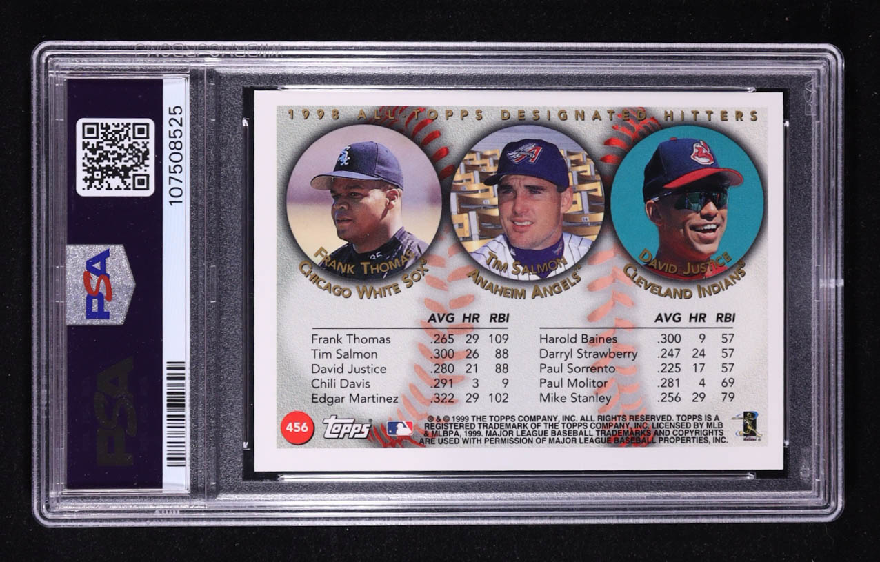 Frank Thomas / Tim Salmon / David Justice 1999 Topps #456 AT (PSA 9) at PristineAuction.com Frank Thomas / Tim Salmon / David Justice 1999 Topps #456 AT (PSA 9) at PristineAuction.com