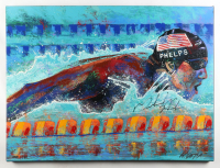 Michael Phelps Signed LE 30x40 Painted Canvas Art Piece by William Lopa #17/88 (JSA) at PristineAuction.com