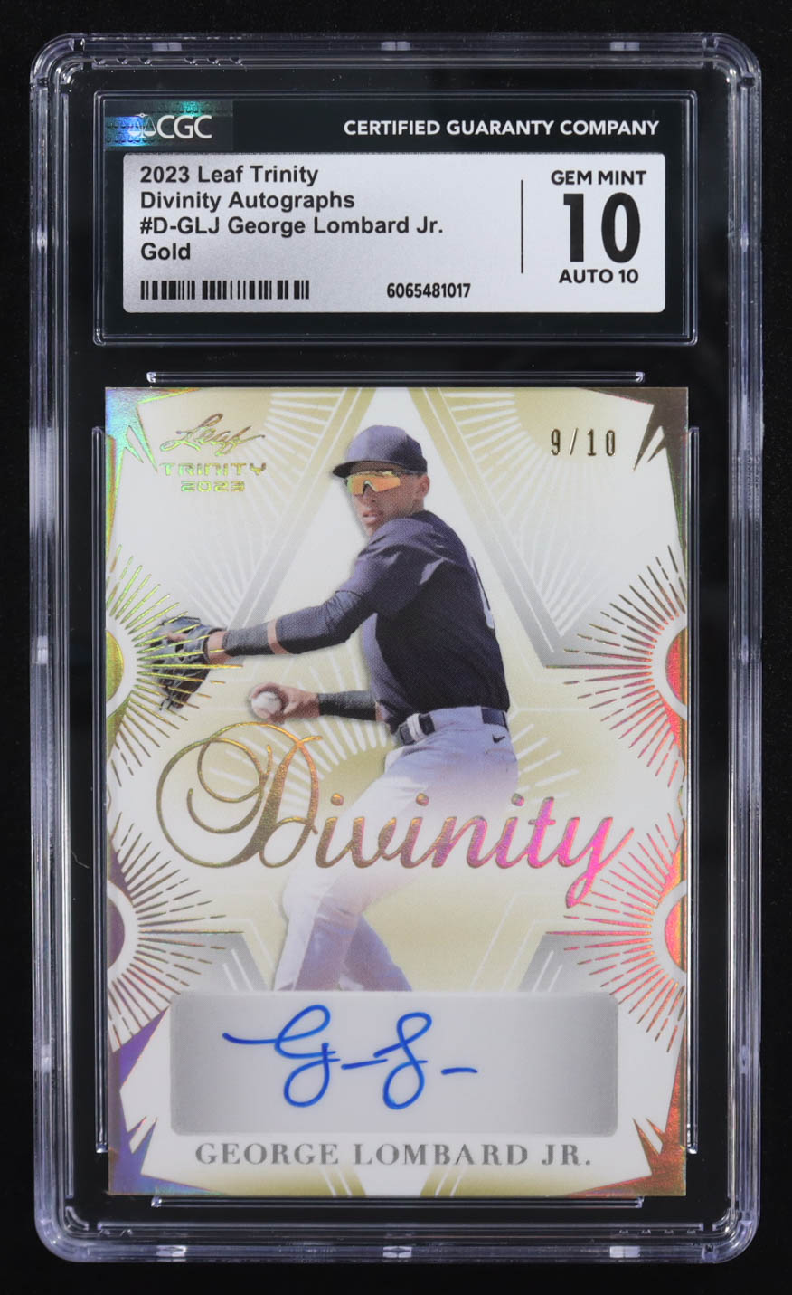 George Lombard Jr. 2023 Leaf Trinity Divinity Autographs Gold #D-GLJ RC #9/10 (CGC 10 | Autograph Graded CGC 10) at PristineAuction.com George Lombard Jr. 2023 Leaf Trinity Divinity Autographs Gold #D-GLJ RC #9/10 (CGC 10 | Autograph Graded CGC 10) at PristineAuction.com