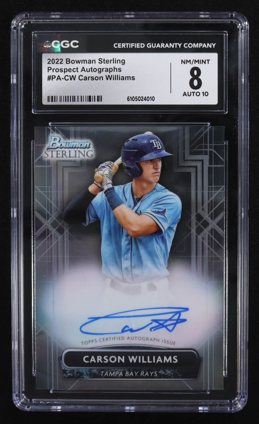 Carson Williams 2022 Bowman Sterling Prospect Autographs #PA-CW RC (CGC 8 | Autograph Graded CGC 10) at PristineAuction.com Carson Williams 2022 Bowman Sterling Prospect Autographs #PA-CW RC (CGC 8 | Autograph Graded CGC 10) at PristineAuction.com