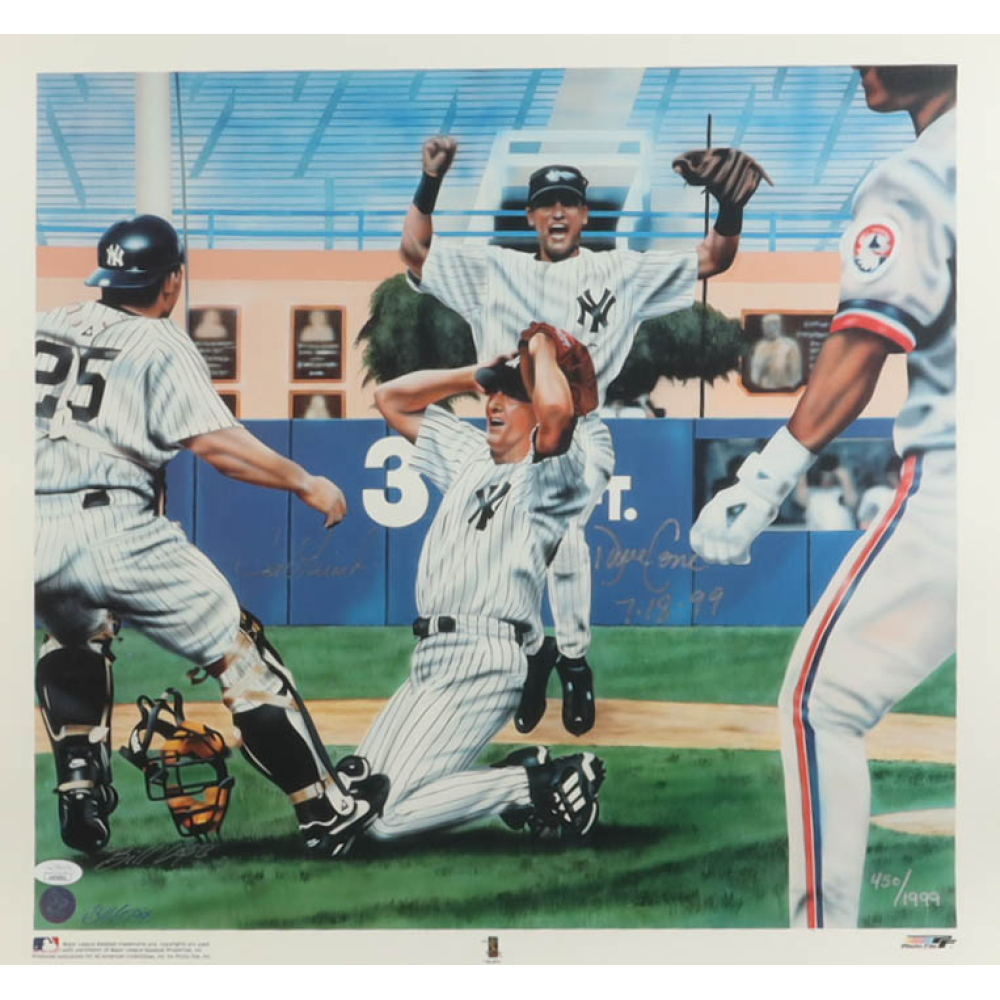 Joe Girardi & David Cone Signed LE Yankees 19.5x20.5 Lithograph Inscribed "7-8-99" (JSA) at PristineAuction.com
