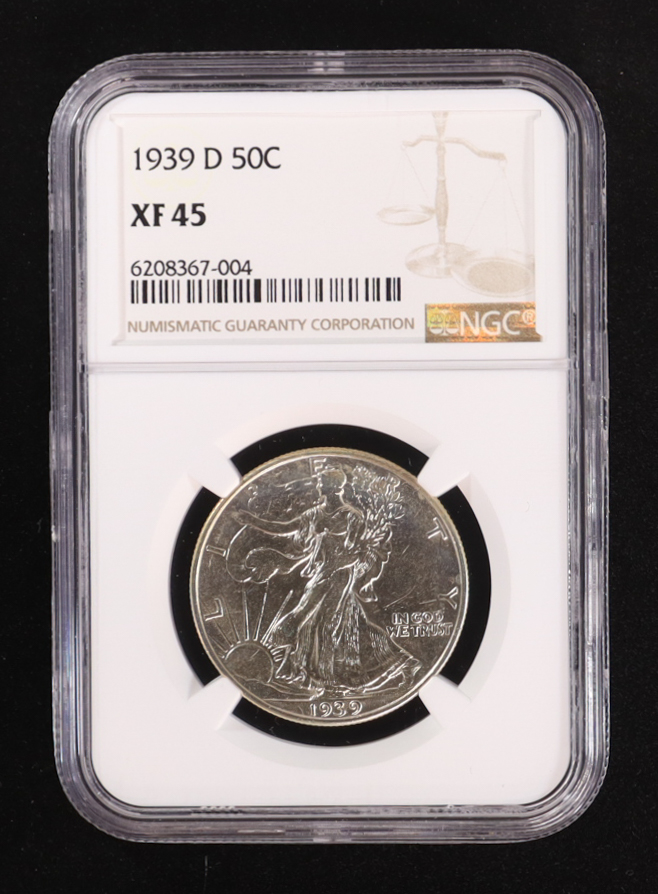 1939-D Walking Liberty Silver 50C Half Dollar (NGC XF45) - 6208367-004 at PristineAuction.com 1939-D Walking Liberty Silver 50C Half Dollar (NGC XF45) - 6208367-004 at PristineAuction.com
