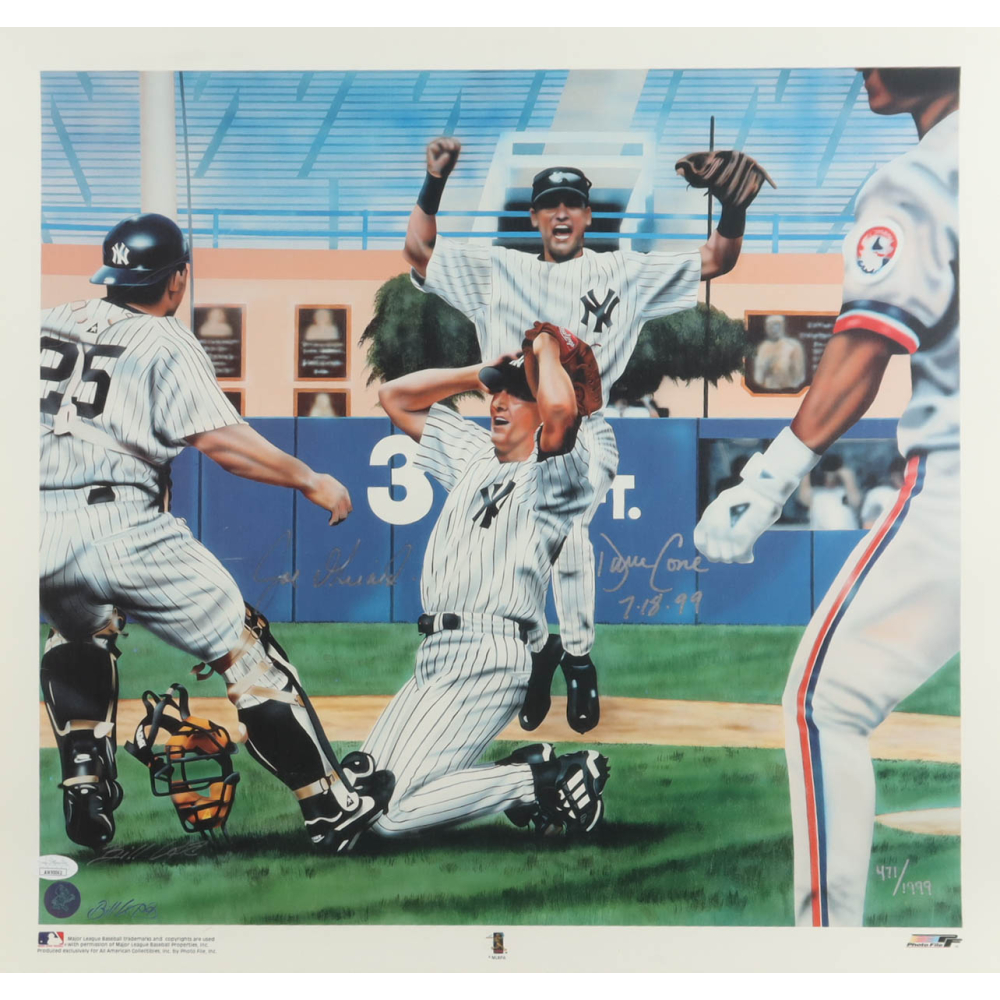 Joe Girardi & David Cone Signed LE Yankees 19.5x20.5 Lithograph Inscribed "7-8-99" (JSA) at PristineAuction.com