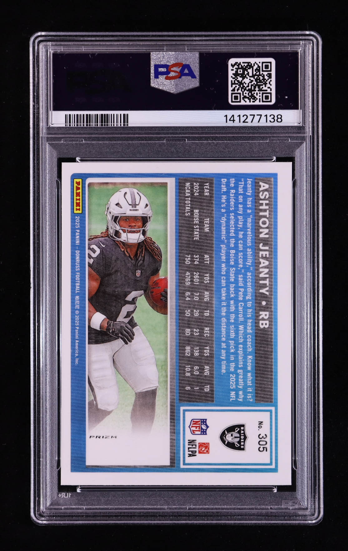 Ashton Jeanty 2025 Donruss Optic Rated Rookies Preview Red Pandora #305 RC (PSA 10) at PristineAuction.com Ashton Jeanty 2025 Donruss Optic Rated Rookies Preview Red Pandora #305 RC (PSA 10) at PristineAuction.com