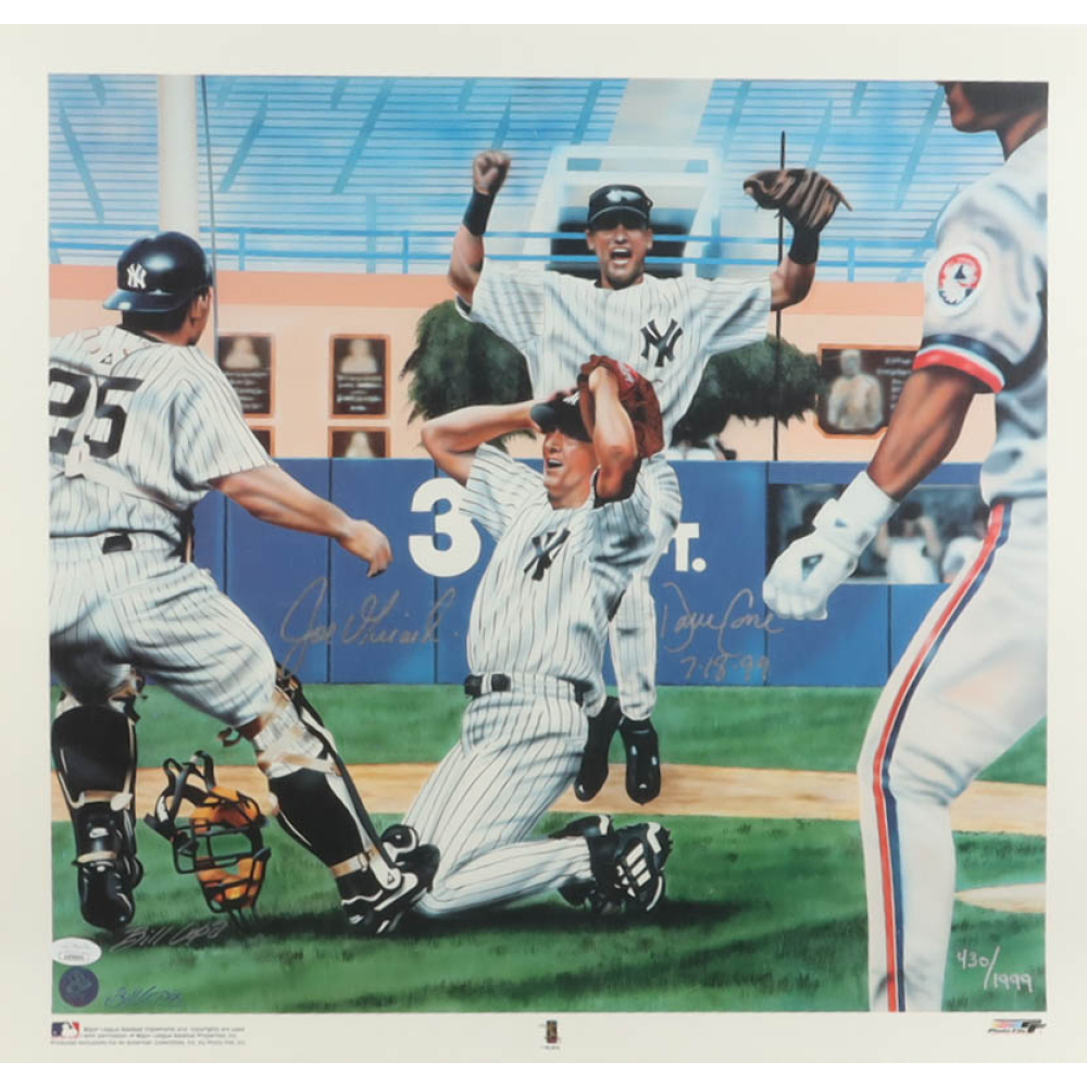 Joe Girardi & David Cone Signed LE Yankees 19.5x20.5 Lithograph Inscribed "7-8-99" (JSA) at PristineAuction.com
