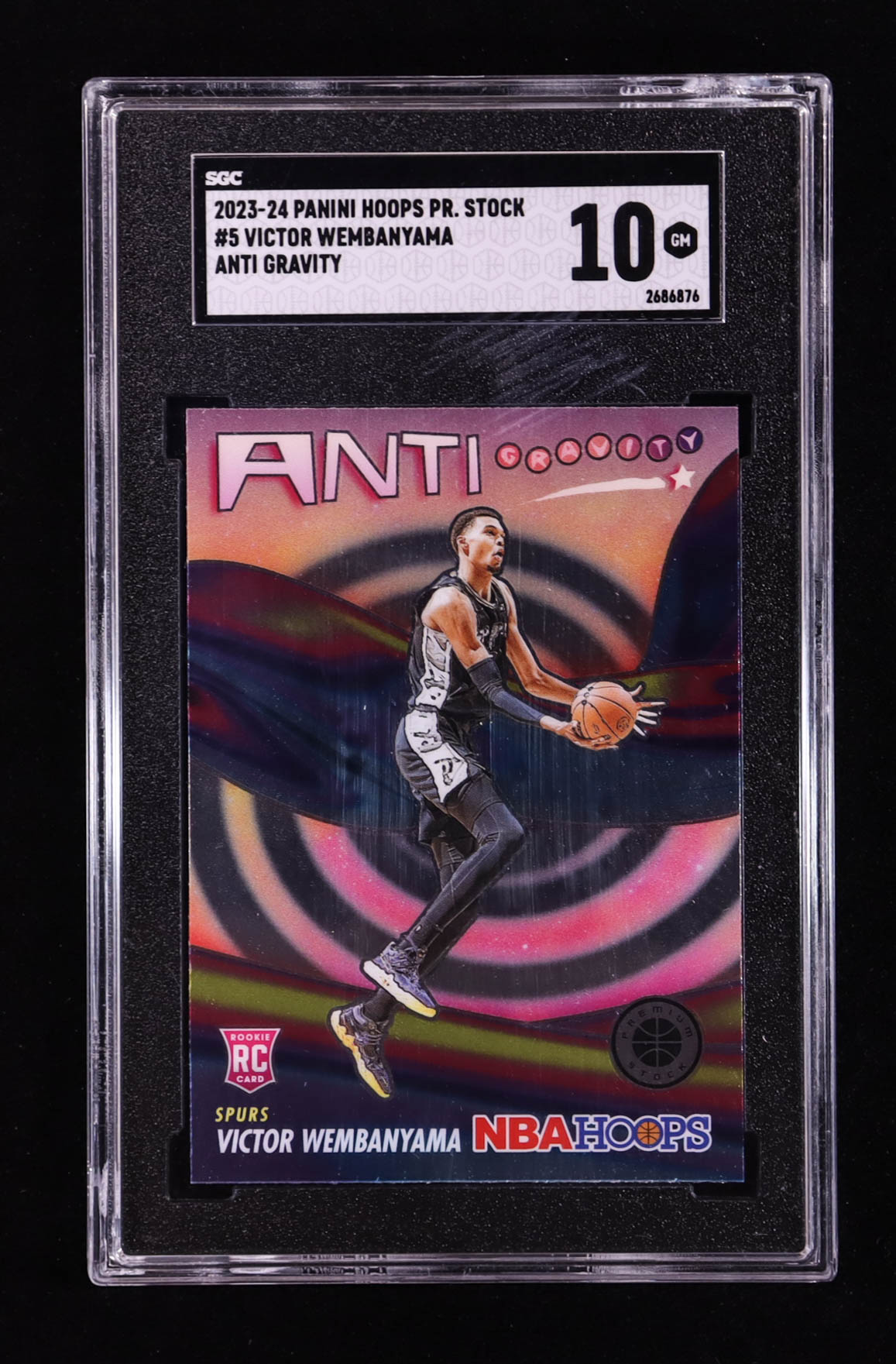 Victor Wembanyama 2023-24 Hoops Premium Stock Anti Gravity #5 RC (SGC 10) at PristineAuction.com Victor Wembanyama 2023-24 Hoops Premium Stock Anti Gravity #5 RC (SGC 10) at PristineAuction.com