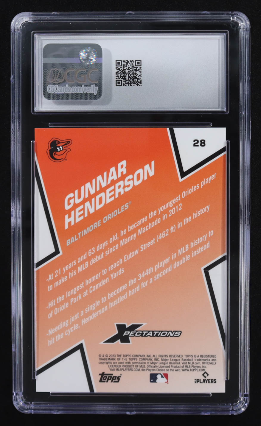 Gunnar Henderson 2023 Topps Xpectations #28 RC #24/99 (CGC 9) at PristineAuction.com Gunnar Henderson 2023 Topps Xpectations #28 RC #24/99 (CGC 9) at PristineAuction.com