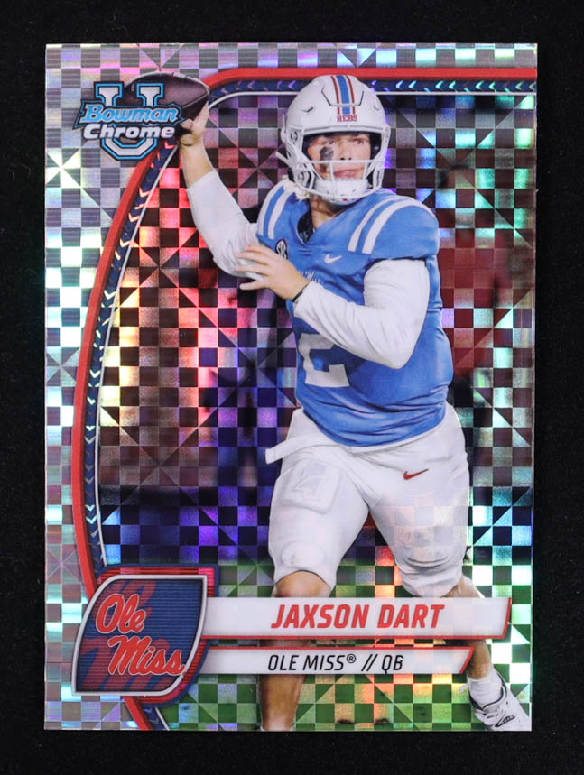 Jaxson Dart 2024 Bowman Chrome University X-Fractors #6 RC at PristineAuction.com Jaxson Dart 2024 Bowman Chrome University X-Fractors #6 RC at PristineAuction.com