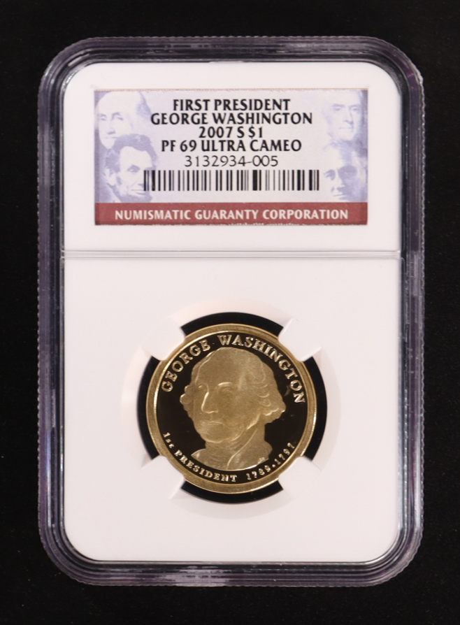 2007-S Proof Presidential $1 Dollar, George Washington (NGC PF69 ULTRA CAMEO) - 3138067-005 at PristineAuction.com 2007-S Proof Presidential $1 Dollar, George Washington (NGC PF69 ULTRA CAMEO) - 3138067-005 at PristineAuction.com