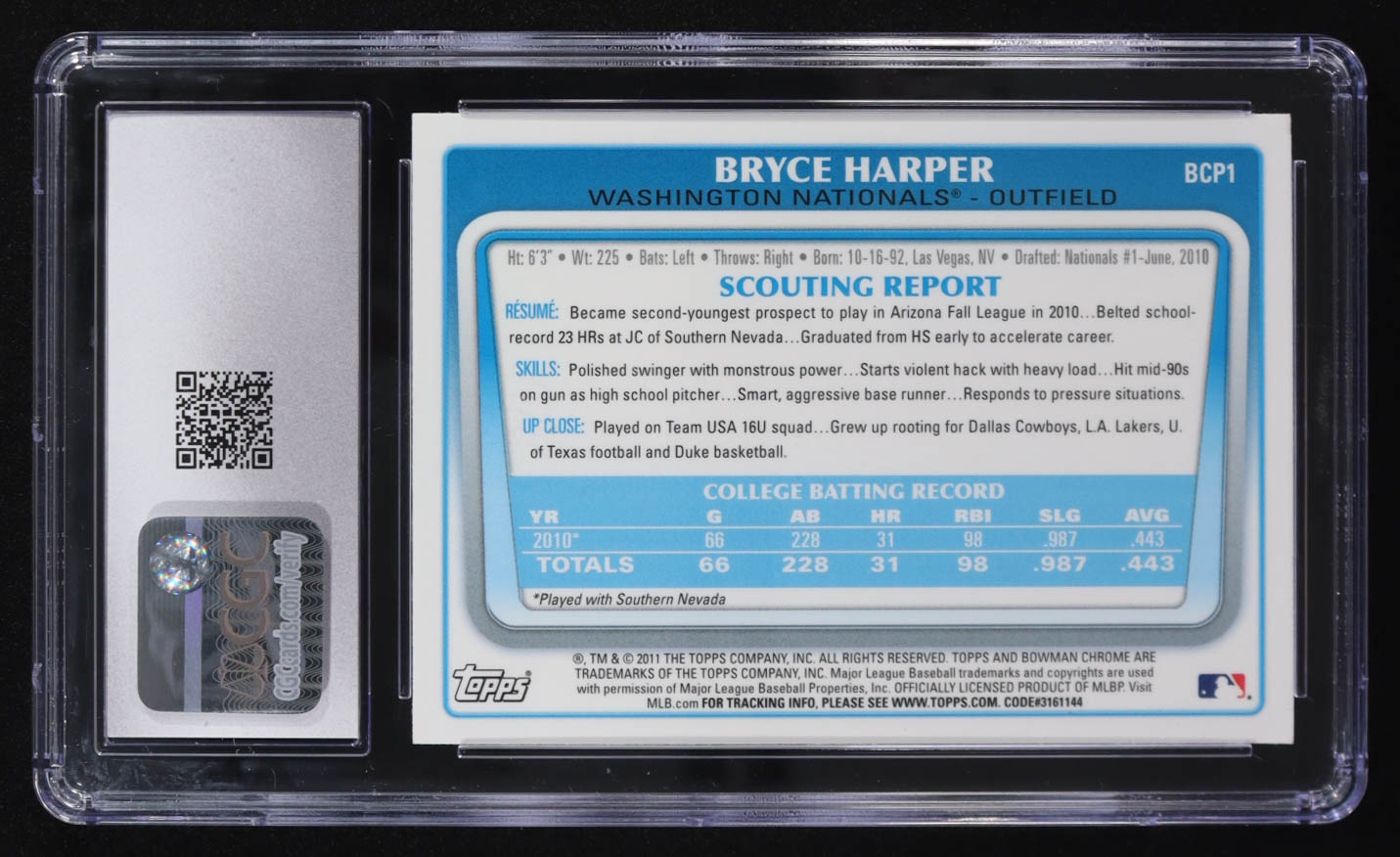 Bryce Harper 2011 Bowman Chrome Prospects #BCP-1 RC (CGC 7) at PristineAuction.com Bryce Harper 2011 Bowman Chrome Prospects #BCP-1 RC (CGC 7) at PristineAuction.com