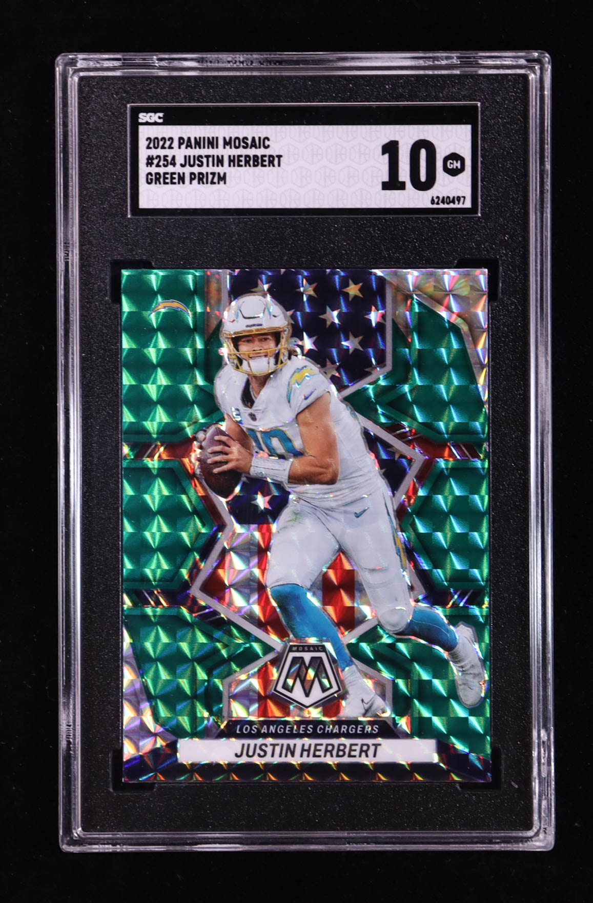 Justin Herbert 2022 Panini Mosaic Mosaic Green #254 NP (SGC 10) at PristineAuction.com Justin Herbert 2022 Panini Mosaic Mosaic Green #254 NP (SGC 10) at PristineAuction.com