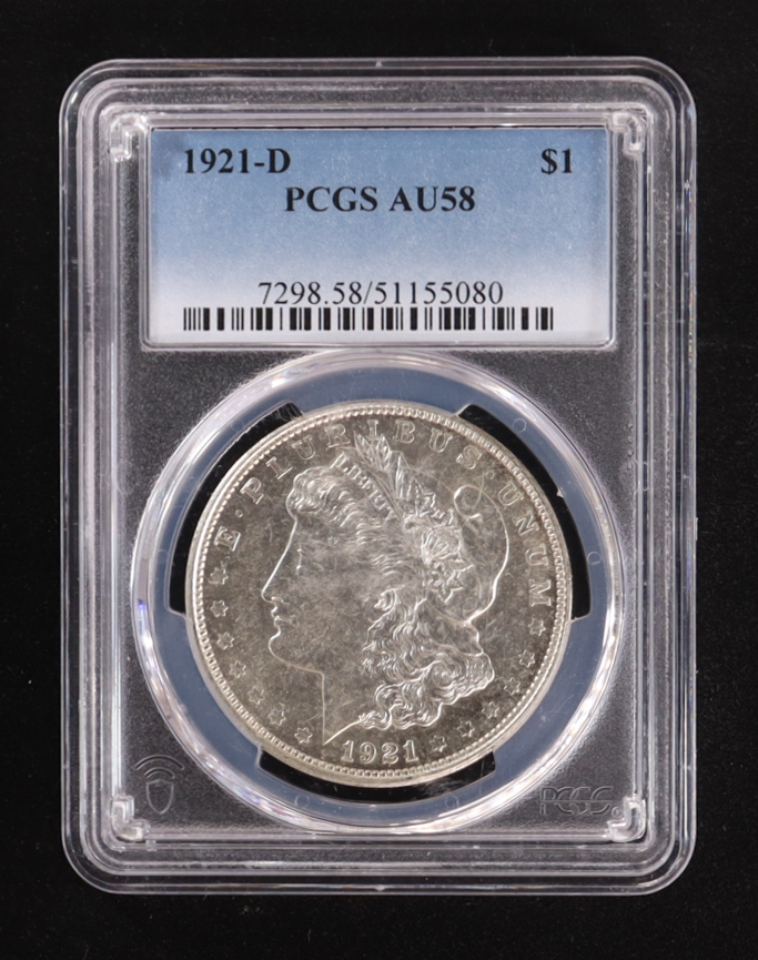 1921-D Morgan Silver Dollar (PCGS AU58) - 51155080 at PristineAuction.com 1921-D Morgan Silver Dollar (PCGS AU58) - 51155080 at PristineAuction.com