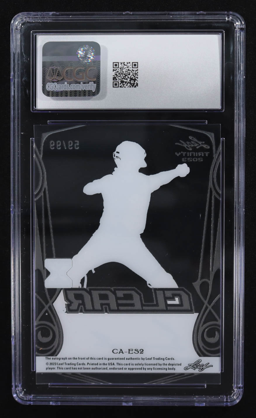 Ehtan Salas 2023 Leaf Trinity Clear Autographs Bronze XRC #CA-ES2 RC #59/99 (CGC 9 | Autograph Graded CGC 10) at PristineAuction.com Ehtan Salas 2023 Leaf Trinity Clear Autographs Bronze XRC #CA-ES2 RC #59/99 (CGC 9 | Autograph Graded CGC 10) at PristineAuction.com