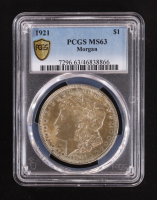 1921 Morgan Silver Dollar - Gold Shield (PCGS MS63) - 46838866 at PristineAuction.com