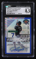 Jacob Gonzalez 2024 Panini Prospect Edition Prospect Ticket Signatures Blue Wave #136 RC #57/75 (CGC 8.5 | Autograph Graded CGC 10) at PristineAuction.com