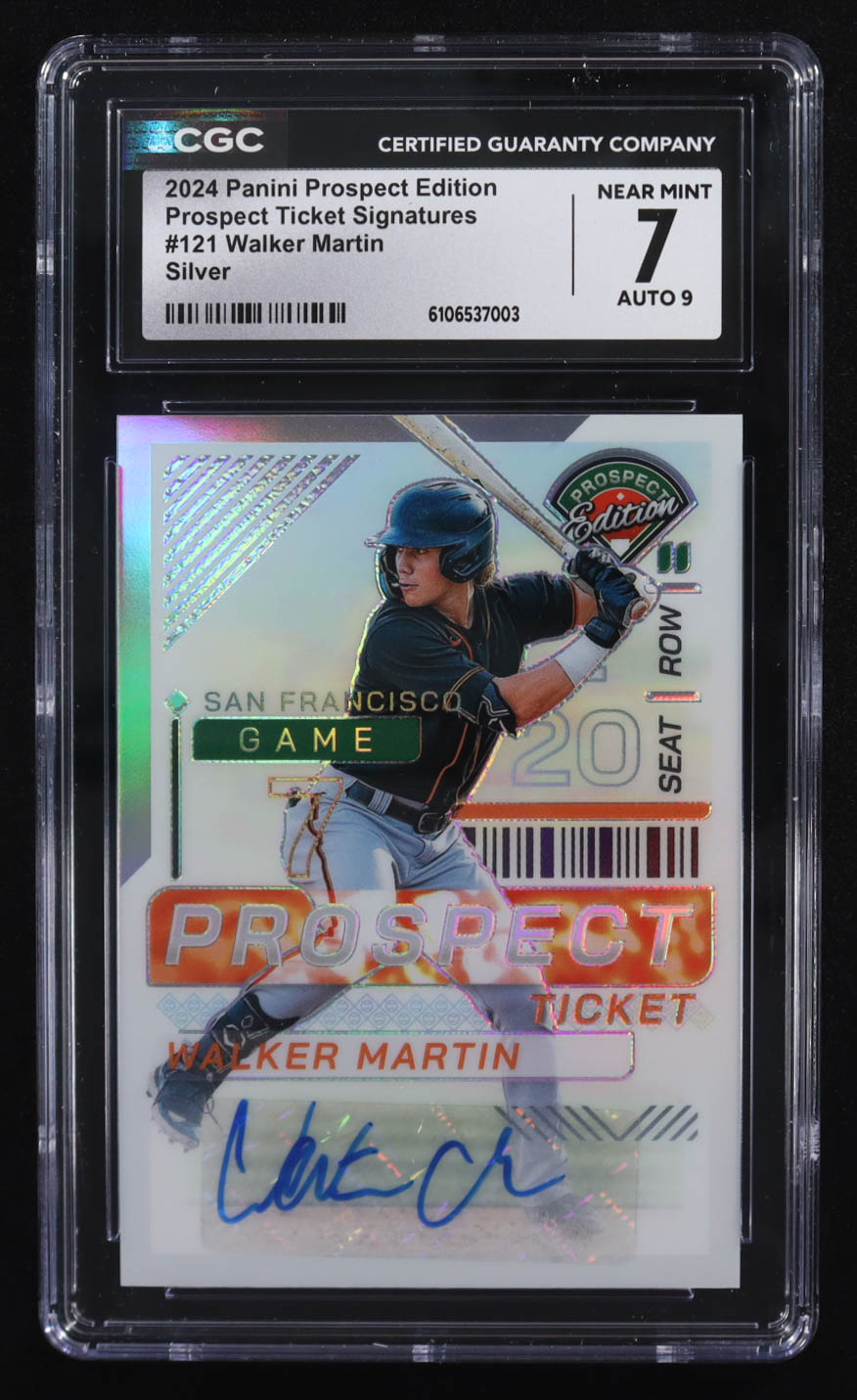 Walker Martin 2024 Panini Prospect Edition Prospect Ticket Signatures Silver #121 RC (CGC 7 | Autograph Graded CGC 9) at PristineAuction.com Walker Martin 2024 Panini Prospect Edition Prospect Ticket Signatures Silver #121 RC (CGC 7 | Autograph Graded CGC 9) at PristineAuction.com