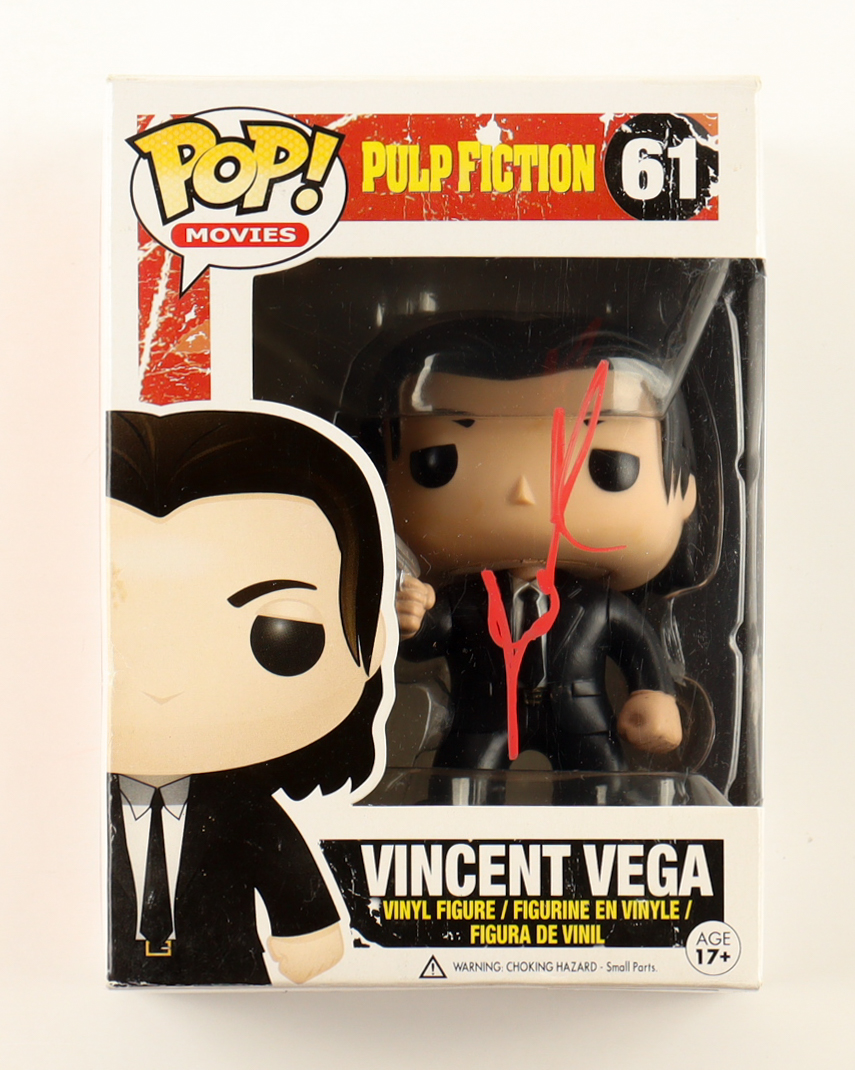 John Travolta Signed "Pulp Fiction" #61 Vincent Vega Funko Pop! Vinyl Figure (PSA) at PristineAuction.com John Travolta Signed "Pulp Fiction" #61 Vincent Vega Funko Pop! Vinyl Figure (PSA) at PristineAuction.com