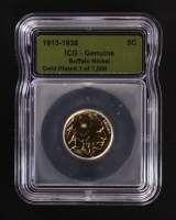 (1913-1938) Buffalo 5C Nickel - Gold Plated Limited Edition Numbered 1 of 1,000 (ICG Genuine) at PristineAuction.com