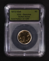(1913-1938) Buffalo 5C Nickel - Gold Plated Limited Edition Numbered 1 of 1,000 (ICG Genuine) at PristineAuction.com