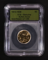 (1913-1938) Buffalo 5C Nickel - Gold Plated Limited Edition Numbered 1 of 1,000 (ICG Genuine) at PristineAuction.com