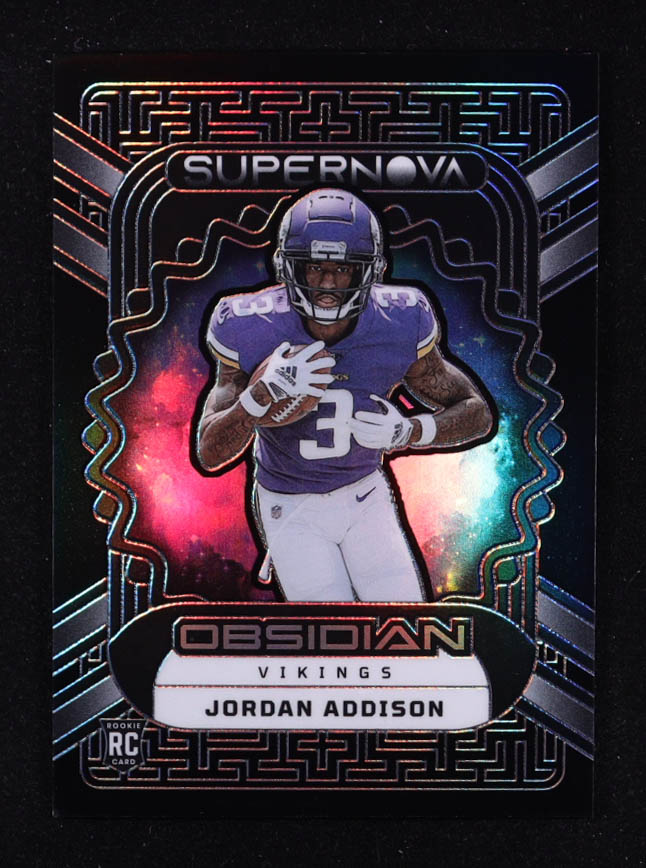 Jordan Addison 2023 Panini Obsidian Supernova #19 #109/135 RC at PristineAuction.com Jordan Addison 2023 Panini Obsidian Supernova #19 #109/135 RC at PristineAuction.com