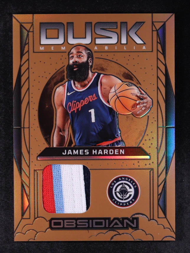 James Harden 2024-25 Panini Obsidian Dusk Memorabilia Electric Etch Bronze Flood #22 #13/35 at PristineAuction.com James Harden 2024-25 Panini Obsidian Dusk Memorabilia Electric Etch Bronze Flood #22 #13/35 at PristineAuction.com
