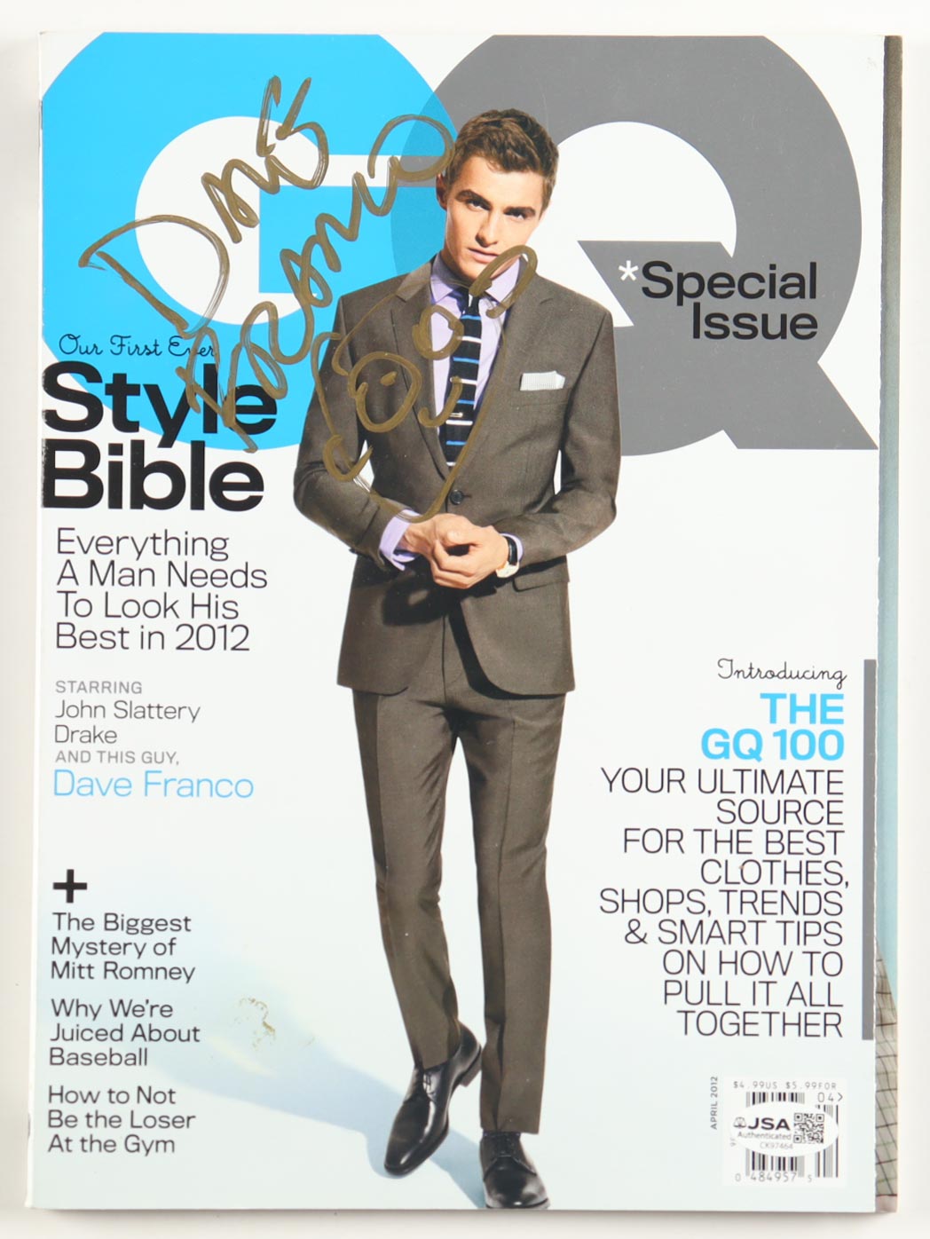Dave Franco Signed 2012 "GQ" Special Issue Magazine With Hand-Drawn Face Sketch (JSA) at PristineAuction.com Dave Franco Signed 2012 "GQ" Special Issue Magazine With Hand-Drawn Face Sketch (JSA) at PristineAuction.com