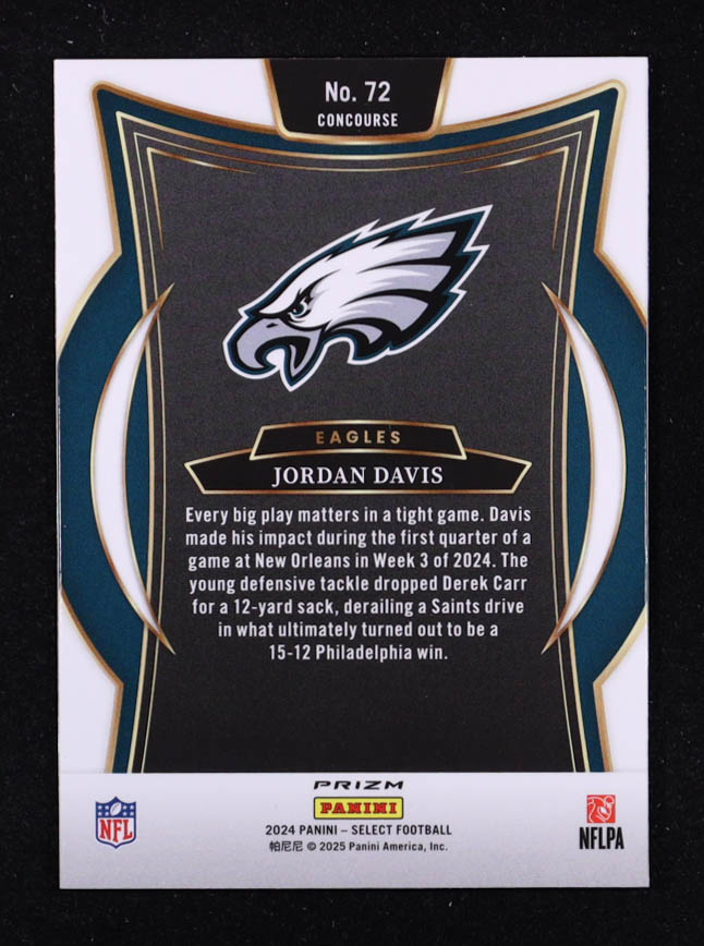 Jordan Davis 2024 Select Prizm Zebra Shock #72 at PristineAuction.com Jordan Davis 2024 Select Prizm Zebra Shock #72 at PristineAuction.com